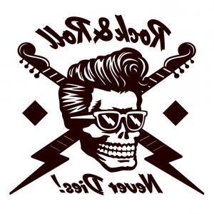 300x300 Rock N Roll Skull With Rockabilly Hairstyle Vector Newwaysys