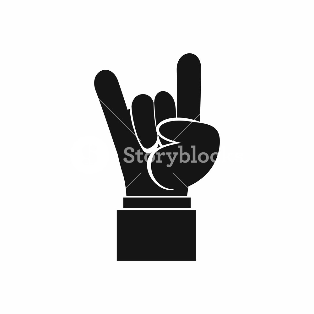 1000x1000 Rock And Roll Hand Sign Icon In Simple Style Isolated Vector