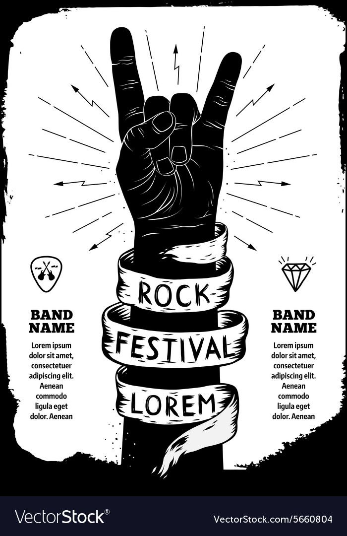 700x1080 Rock Festival Poster Rock And Roll Hand Sign Vector Image Design