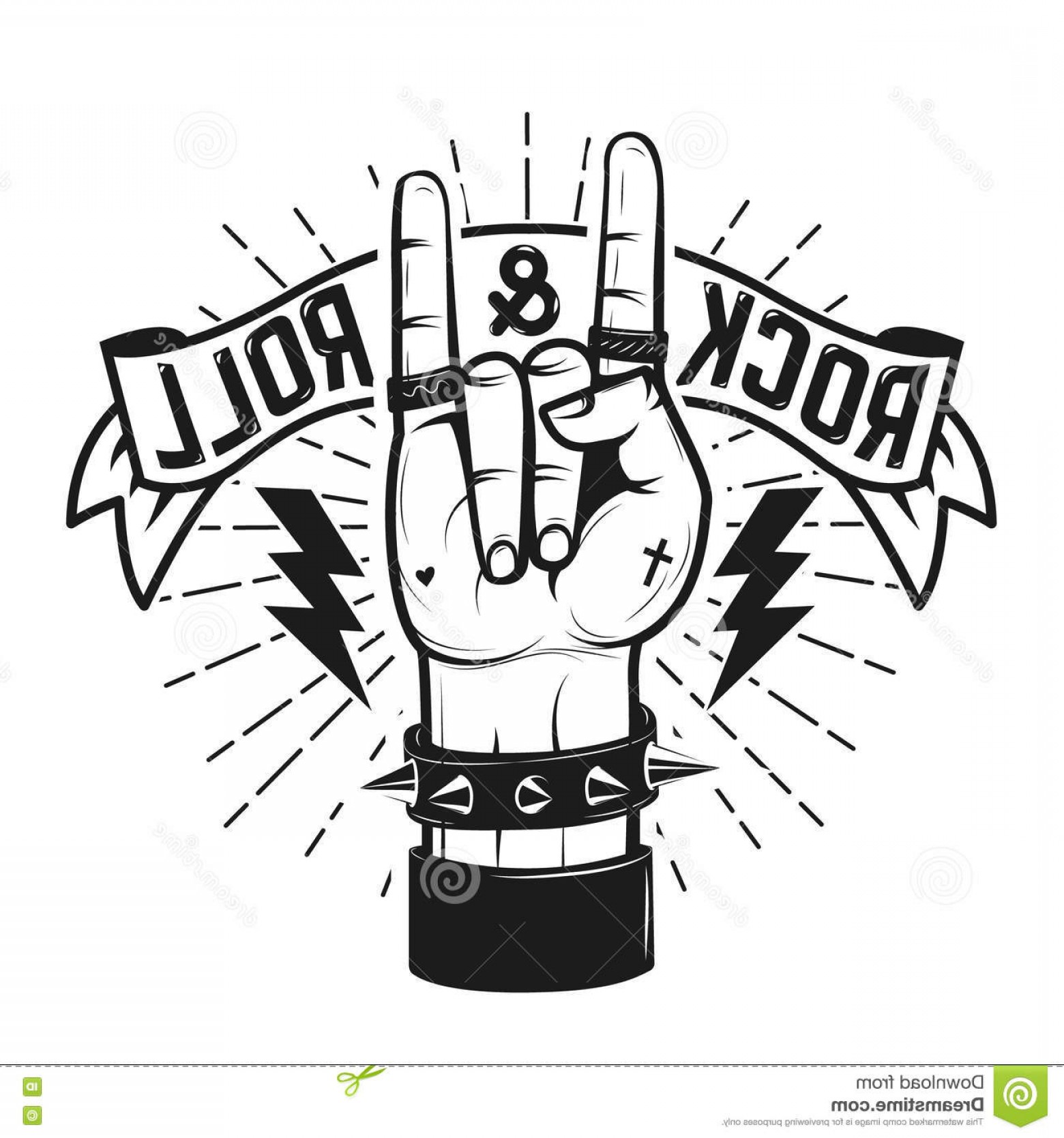 1560x1668 Stock Illustration Rock Roll Sign Human Hand Heavy Metal Sign