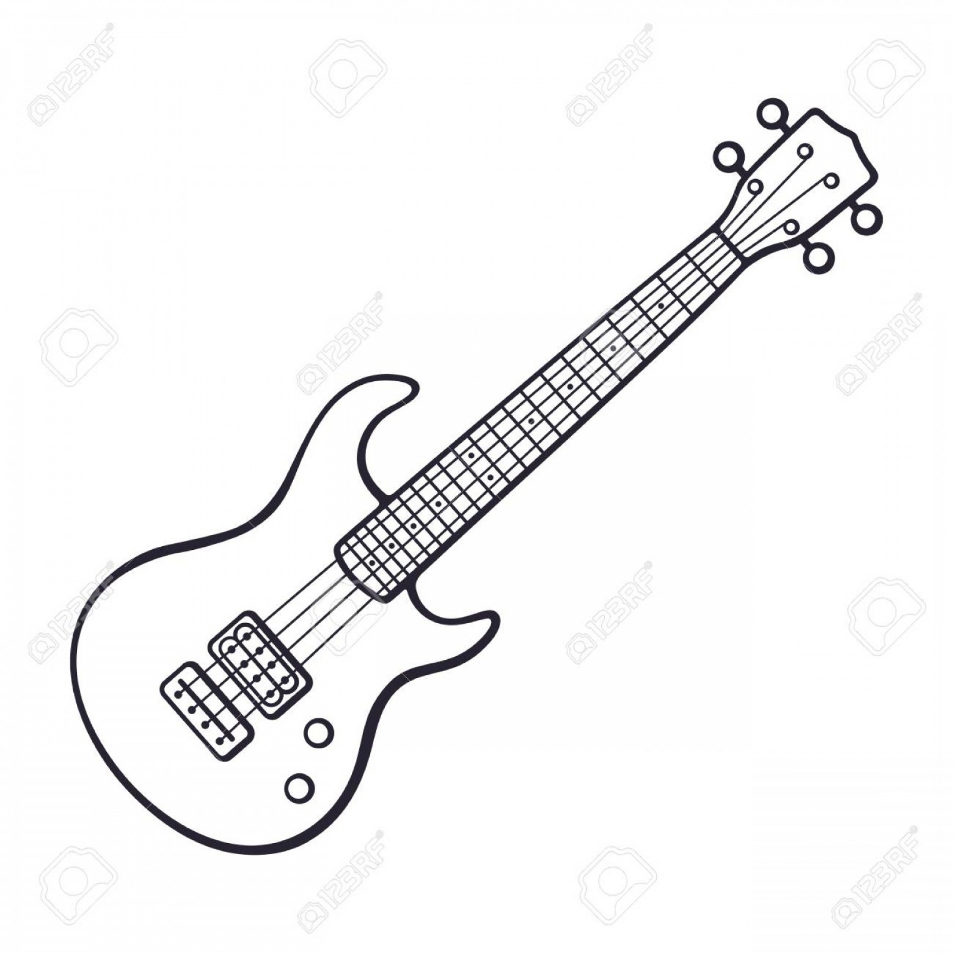 1872x1872 Photostock Vector Doodle Of Rock Electro Or Bass Guitar Wallkeeper