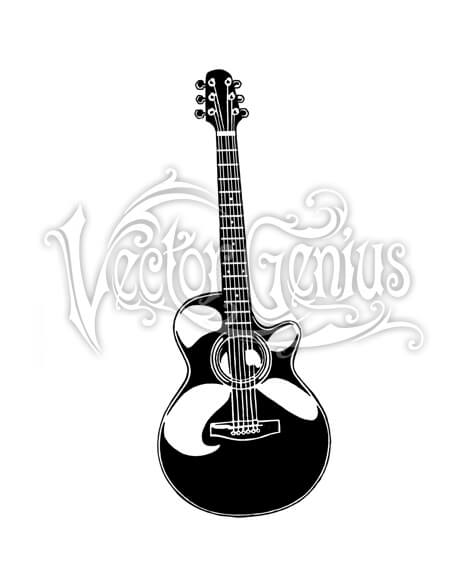 468x580 Acoustic Hand Drawn Graphic Art Guitar
