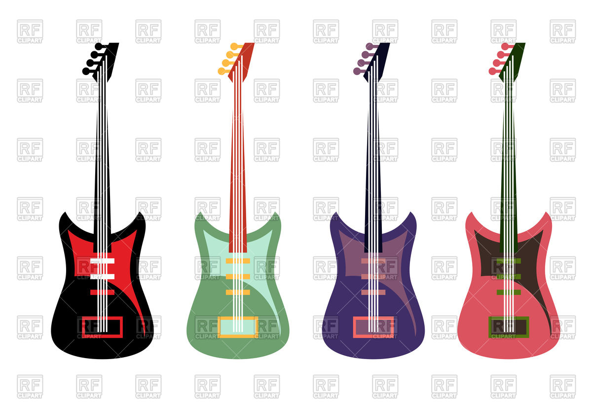 1200x815 Set Of Colorful Rock Electric Guitars Vector Image Of Signs