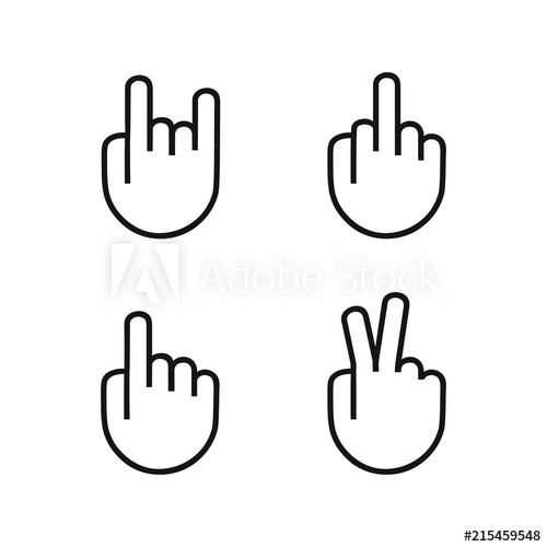 500x500 Set Of Hands Finger Icons On White Background Hand Finger Click