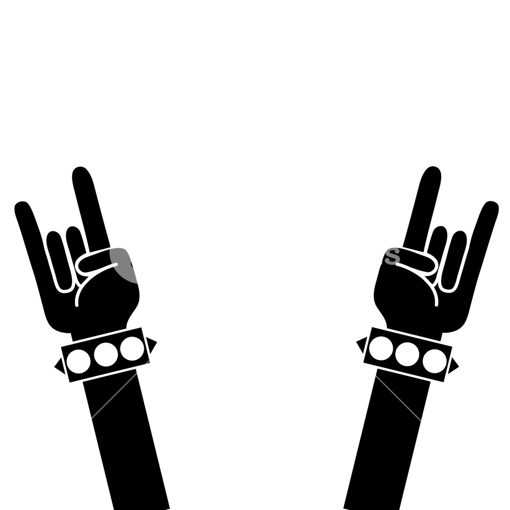 1000x1000 Contour Hands Up With Bracelet And Rock Symbol Vector Illustration