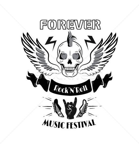 564x600 Forever Rock N Roll Music Fest Vector Illustration Vector
