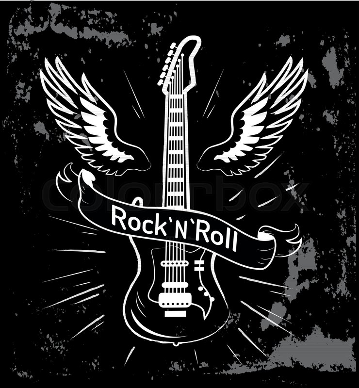 740x800 Rock N Roll Written In Ribbon, Image Stock Vector Colourbox