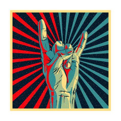 473x473 Hand In Rock N Roll Sign, Vector Illustration Posters