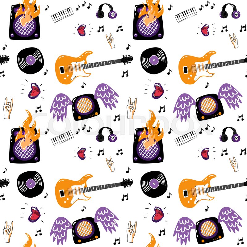 800x800 Rock Music Attributes Seamless Stock Vector Colourbox