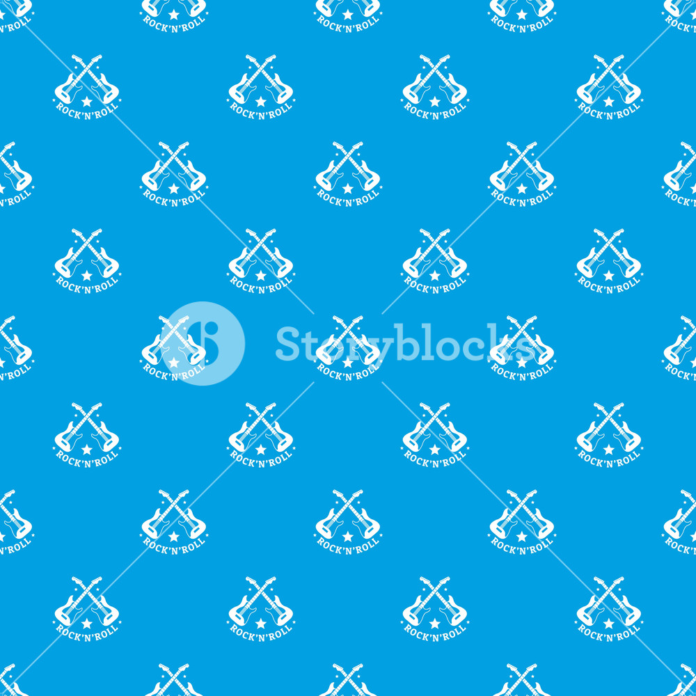 1000x1000 Rock N Roll Pattern Vector Seamless Blue Repeat For Any Use