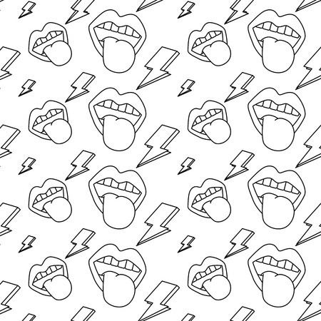450x450 Seamless Pattern Mouth Tongue Out Rock And Roll Retro Vector