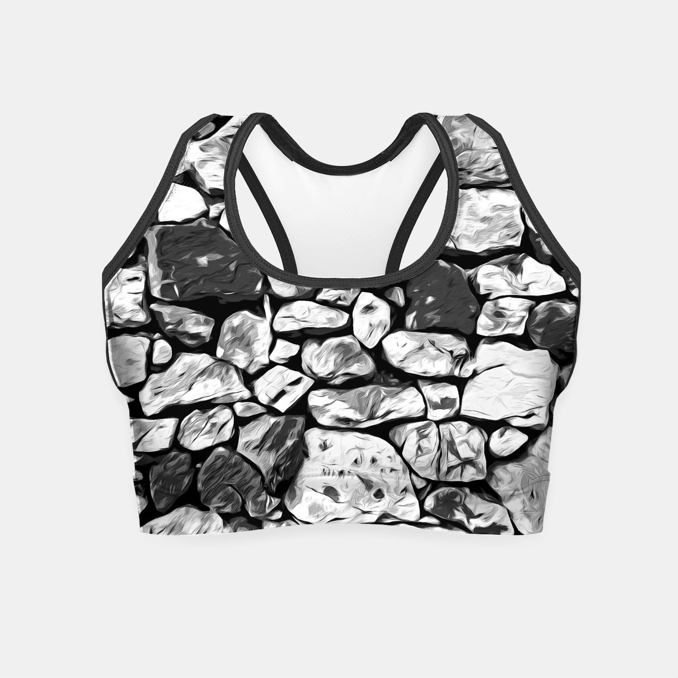 1340x1340 Gxp Rock Stone Wall Pattern Vector Art Black White Crop Top, Live