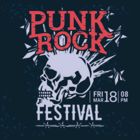 Hipster Punk Rock Festival Poster With Skull And Stars Lightning 490x490 Hipster Punk Rock Festival Poster With Skull And Stars Lightning