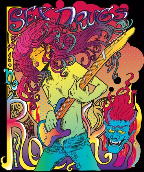 Psychedelic Rock Star Poster Vector Free Vector In Adobe 498x593 Psychedelic Rock Star Poster Vector Free Vector In Adobe