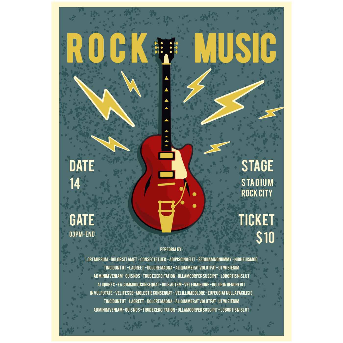 Rock Concert Poster Free Vector Art 1400x1400 Rock Concert Poster Free Vector Art