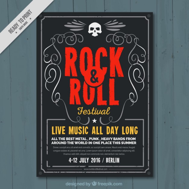 Rock And Roll Music Festival Poster Vector Free Download 626x626 Rock And Roll Music Festival Poster Vector Free Download