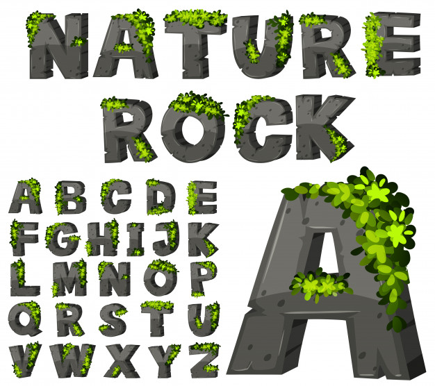 626x556 Font Design With Rock Texture Vector Premium Download