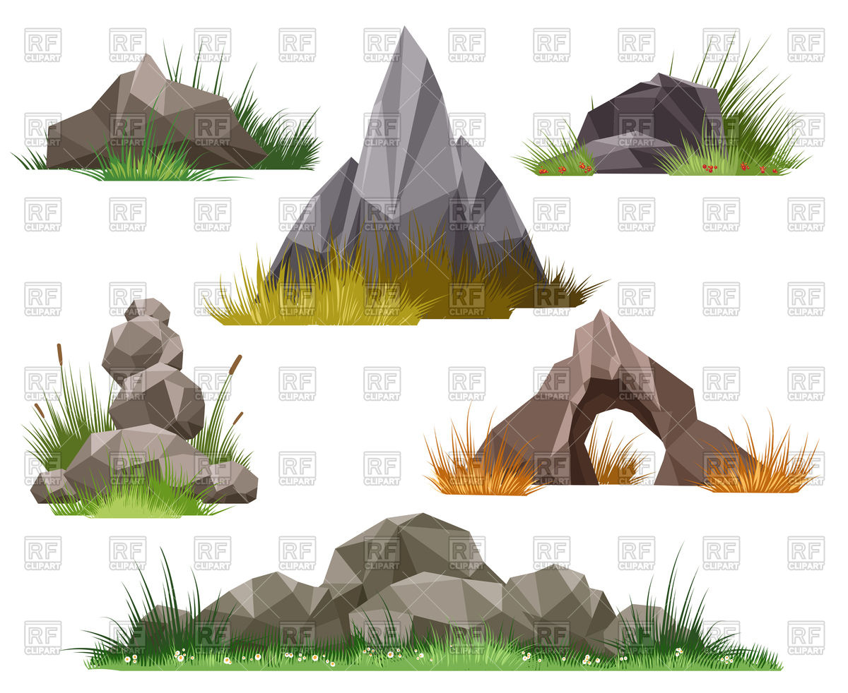 1200x982 Rock And Stone Set Isolated On White Background Vector Image
