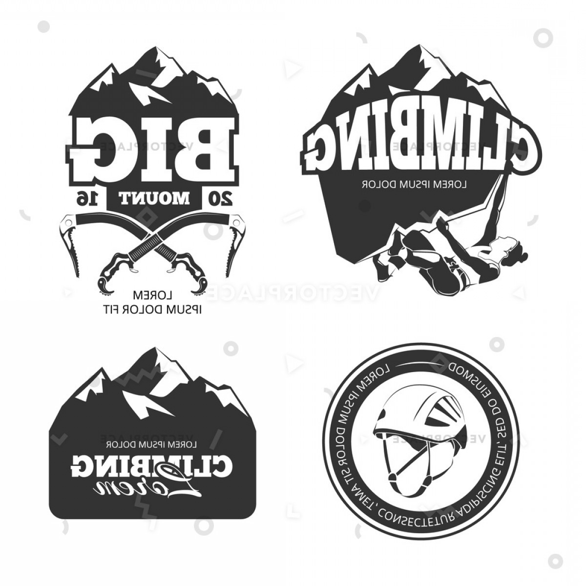 1200x1200 Vintage Mountain Climbing Logo Set Rock Vector Illustration Soidergi