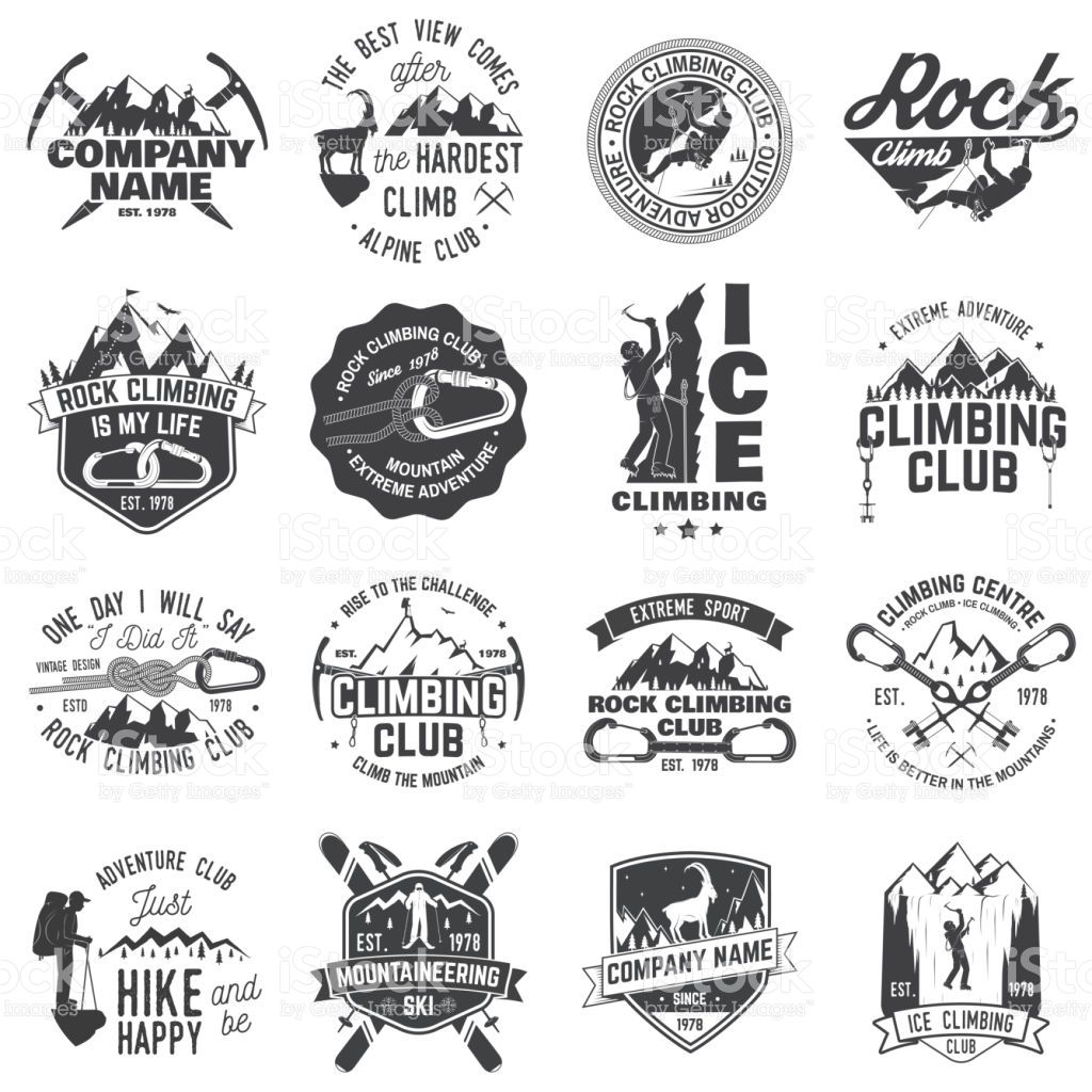1024x1024 Set Of Rock Climbing Club Badges With Design Elements Vector