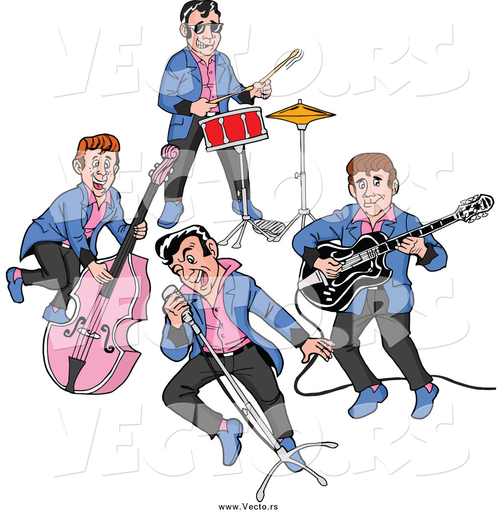 1024x1044 Vector Of A Rockabilly Music Band Of Guys Singing And Playing