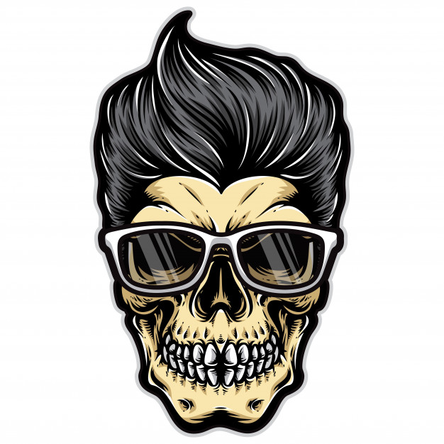 Funky Skull Rockabilly Vector Premium Download 626x626 Funky Skull Rockabilly Vector Premium Download