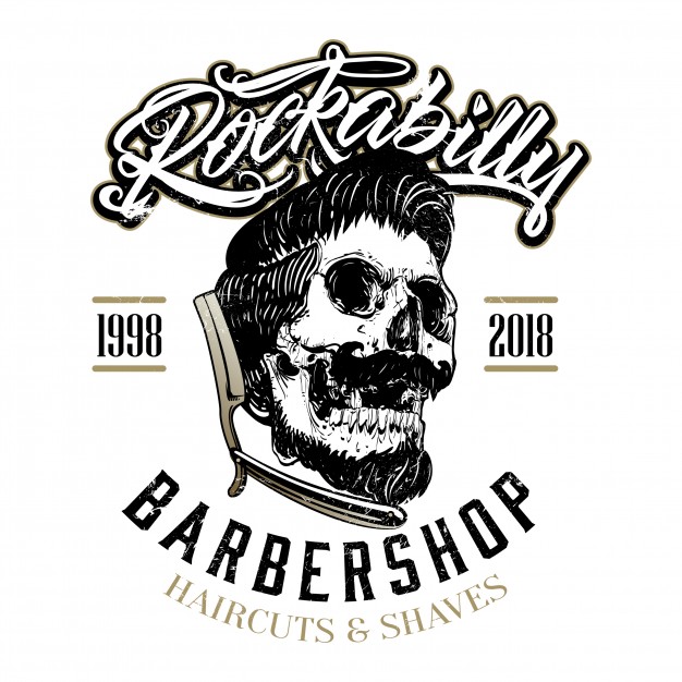 Hand Drawn Rockabilly Barber Shop Logo Vector Premium Download 626x626 Hand Drawn Rockabilly Barber Shop Logo Vector Premium Download
