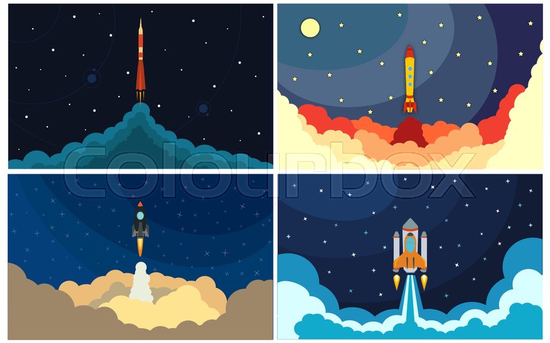 Set Of Space Rocket Launch Vector Stock Vector Colourbox 800x500 Set Of Space Rocket Launch Vector Stock Vector Colourbox