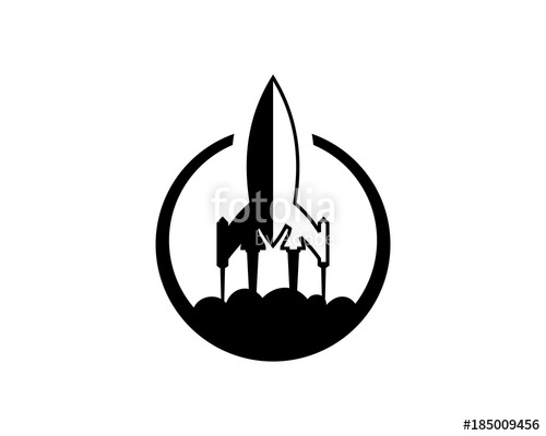 500x400 Black Launching Rocket To Outer Space Circle Symbol Logo Vector