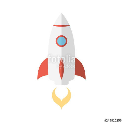 500x500 Rocket Ship Vector Illustration Space Ship Icon In Flat Style