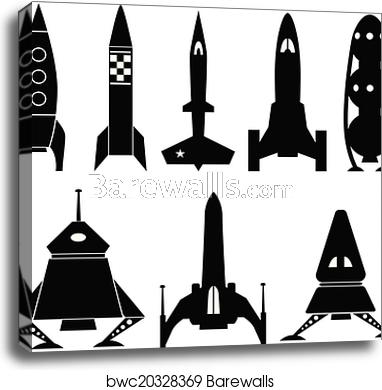 382x390 Rocketship Vector Icons, Canvas Print Barewalls Posters Prints