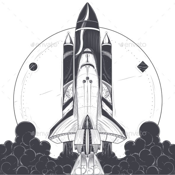 590x590 Space Shuttle With Carrier Rockets Launch Vector Web Design