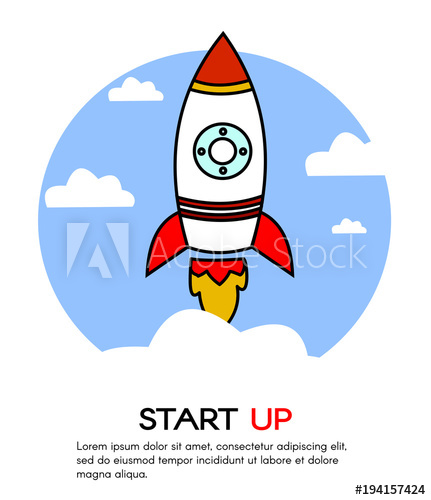 431x500 Start Up Rocket Ship Vector