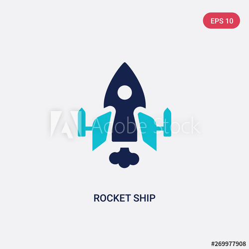 500x500 Two Color Rocket Ship Vector Icon From Astronomy Concept Isolated
