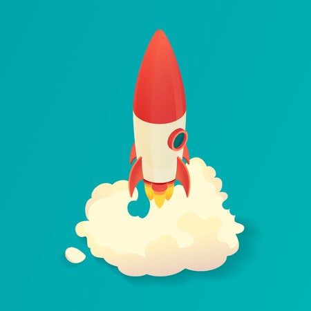 450x450 Isometric Rocket Launch Start Up Rocket Ship Vector Illustration