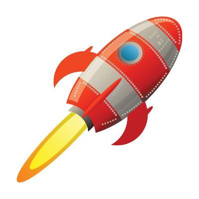 400x400 Retro Rocket, Vector Illustration Art Print
