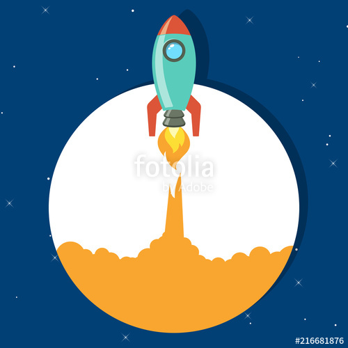 500x500 Rocket Launch Rocket Ship Rocket Vector, Illustration Concept