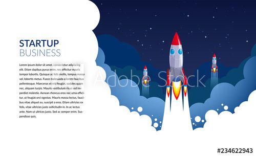 500x305 Space Exploration Start Up Business Rocket Vector Illustration