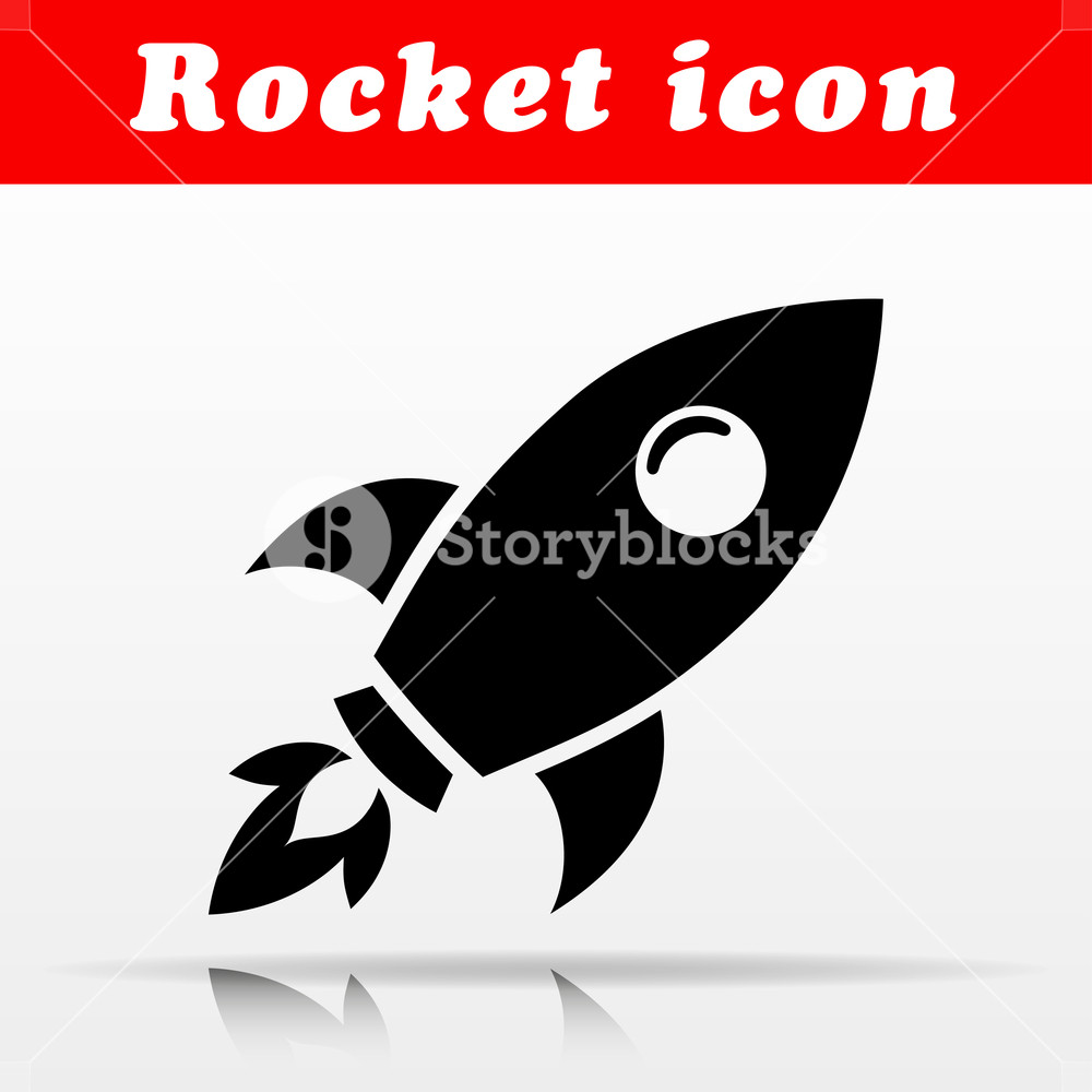 1000x1000 Illustration Of Black Rocket Vector Icon Design Royalty Free Stock