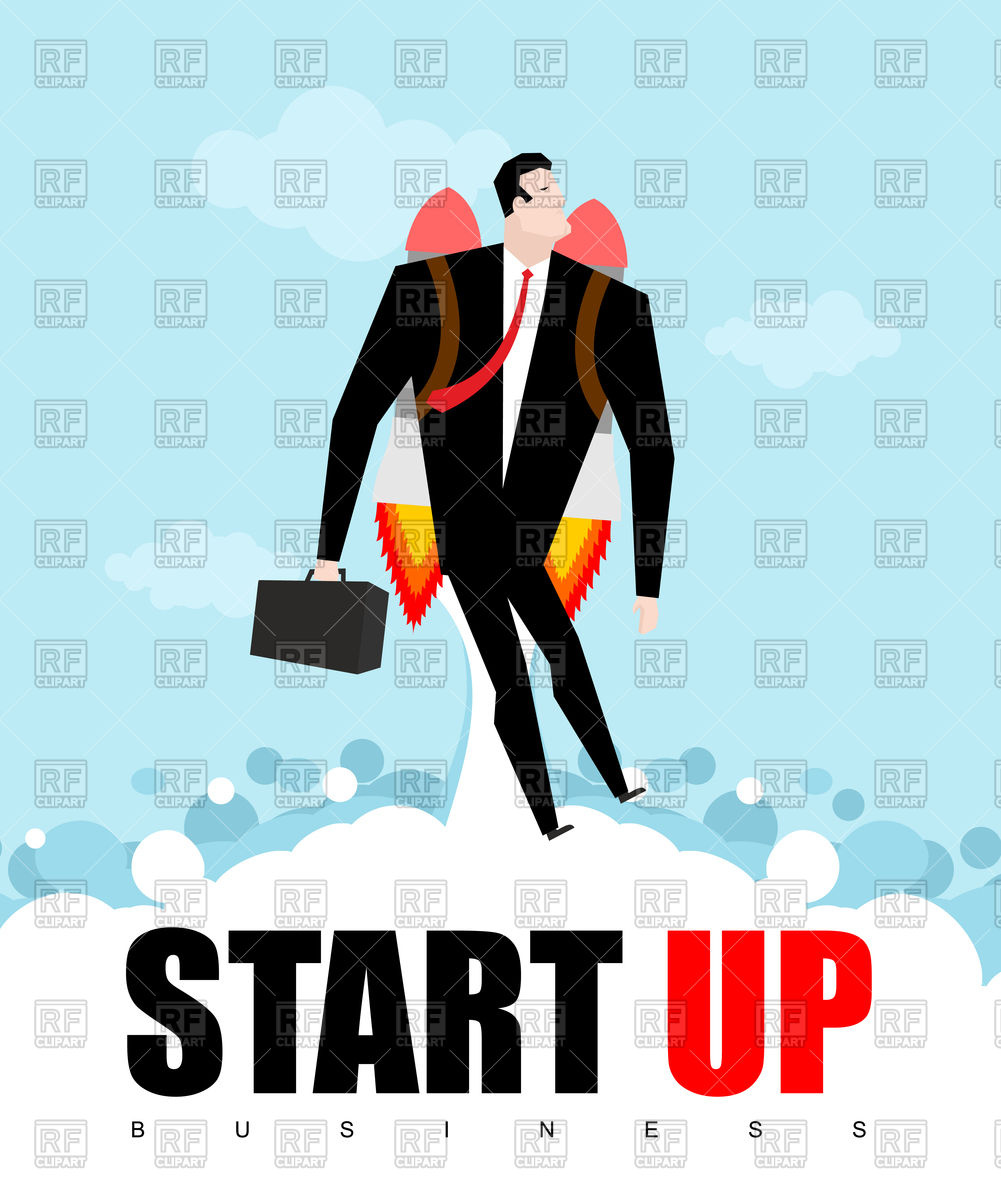 1001x1200 Start Up Businessman Jet Pack Manager On Rocket Vector Image