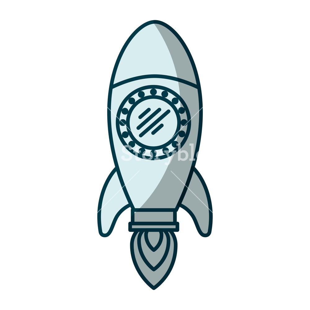 1000x1000 Blue Shading Silhouette Of Space Rocket Vector Illustration