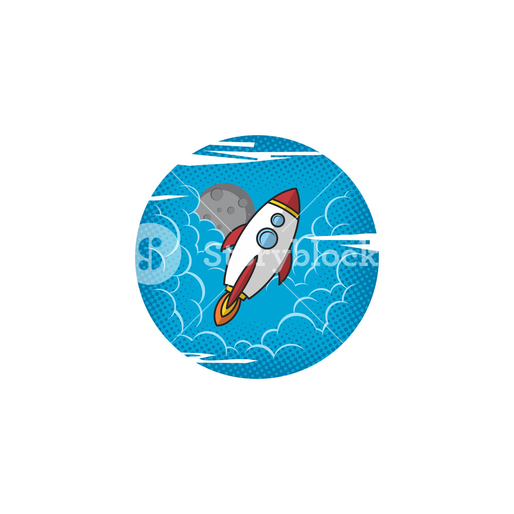 1000x1000 Moon Trip Shuttle Rocket Vector Art Logo Royalty Free Stock Image