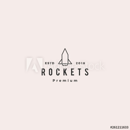 500x500 Rocket Icon Logo Vector Line Outline Monoline Illustration