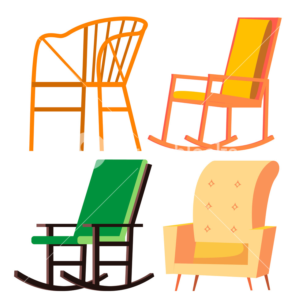 1000x1000 Rocking Chair Vector Retro Furniture Comfortable Home Wooden