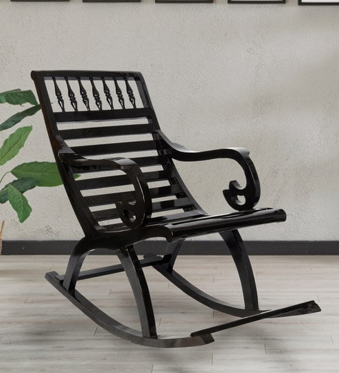 494x544 Buy Vector Teakwood Rocking Chair In Dark Brown Finish