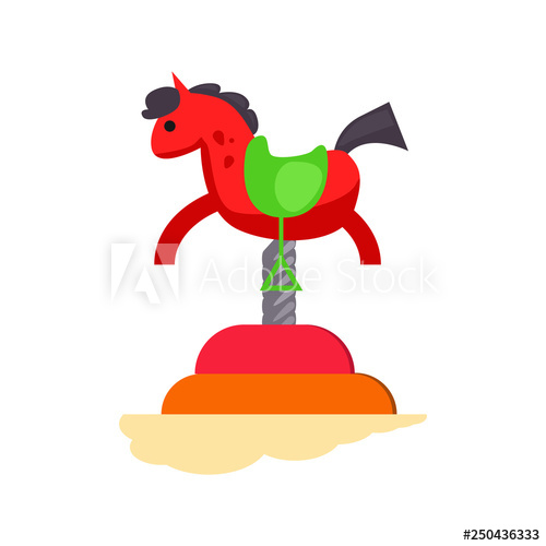 500x500 Red Rocking Horse Vector Playground, Carousel, Attraction