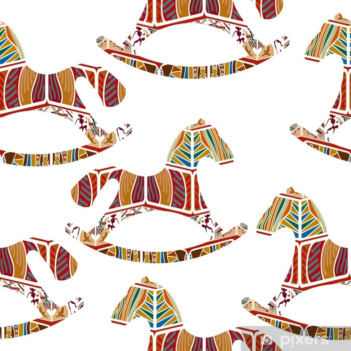 700x700 Seamless Pattern With Rocking Horses Vector Illustration Wall