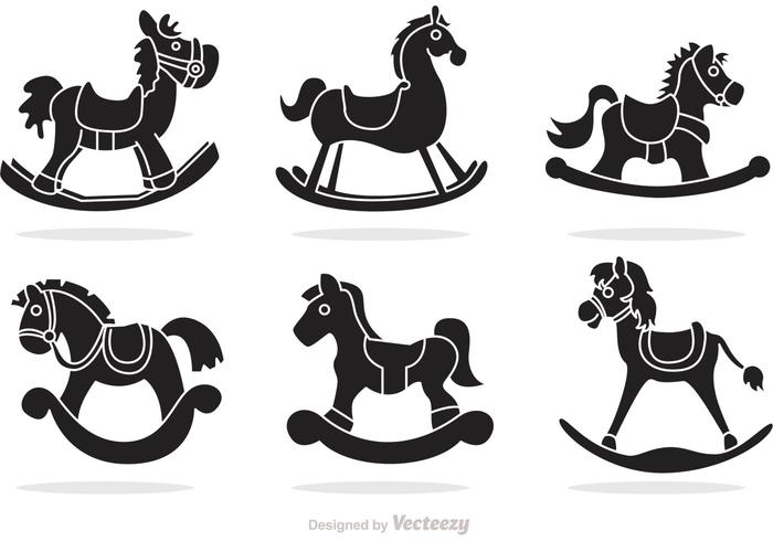 700x490 Black Rocking Horse Vectors Stock Images