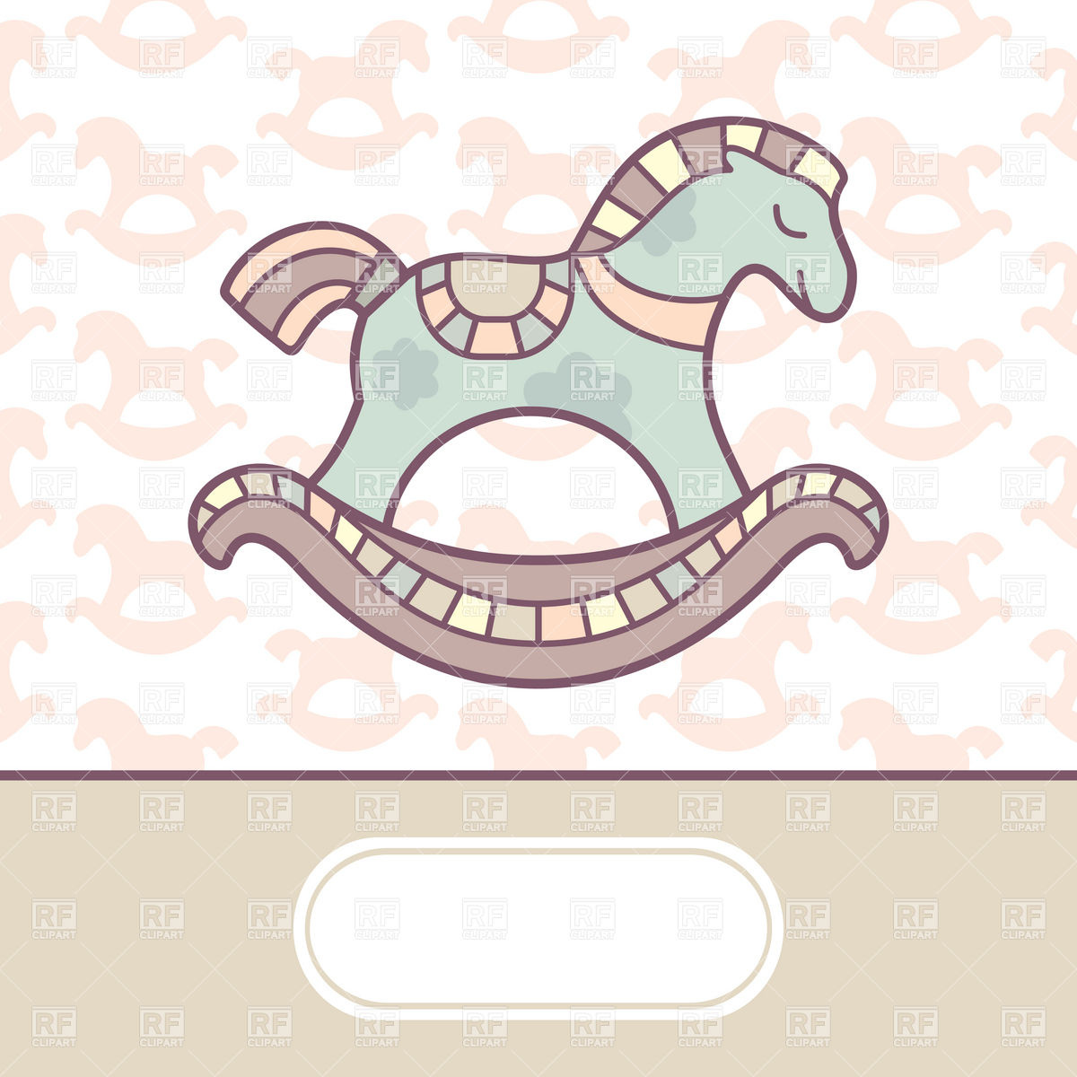 1200x1200 Childish Greeting Card With Rocking Horse Vector Image Of Borders