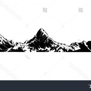 300x300 Set Black White Mountain Silhouettes Background Border Rocky